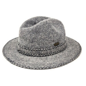 Adora 100% Wool Fedora Hat Grey Knit Whipstitch Brim One Size Adjustable